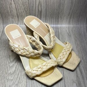 Dolce Vita Braided Strap Cream Heeled Sandals